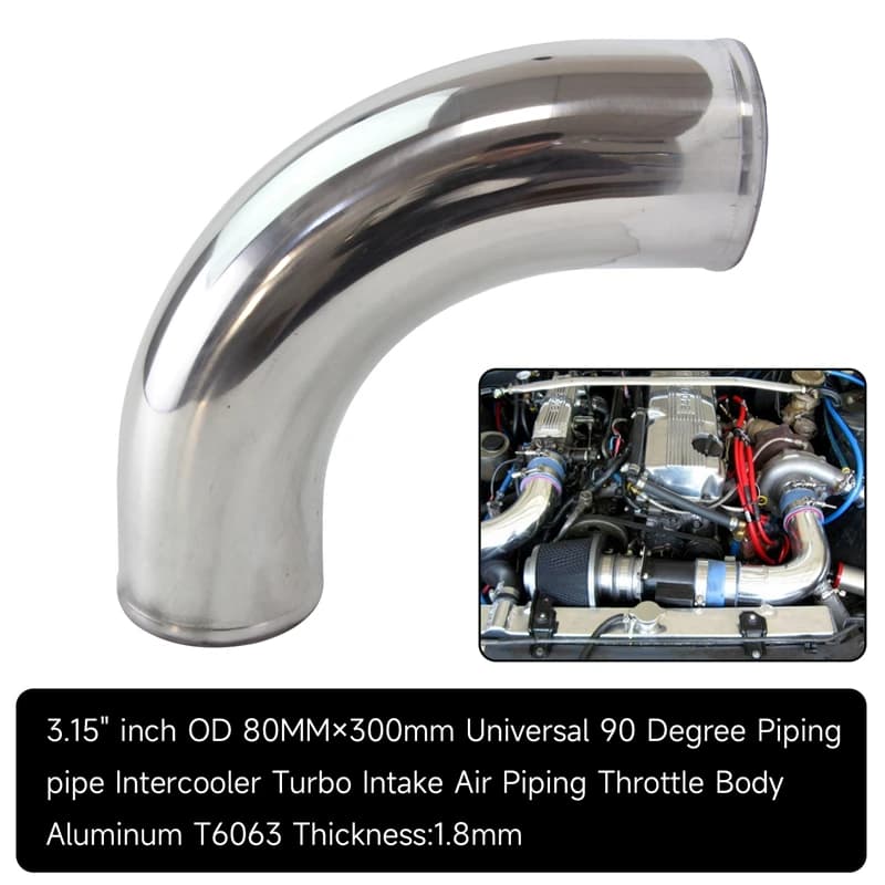 70mm 2.75 "/76mm 3.0"/80MM 3.15 ''pouces coude à 90 degrés en aluminium Turbo Intercooler tuyau tuya