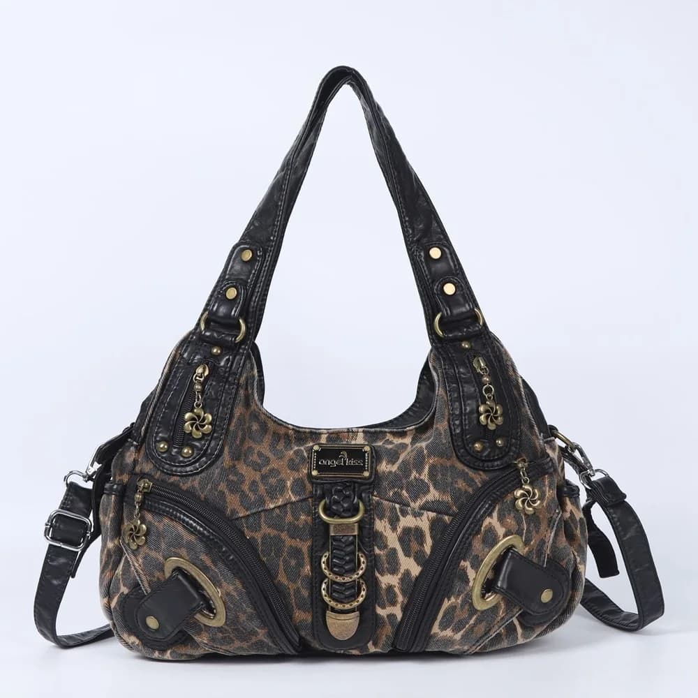 Sac à main pour femme Angel Kiss, sac à bandoulière léopard, sac à main à poignée supérieure, sac à 
