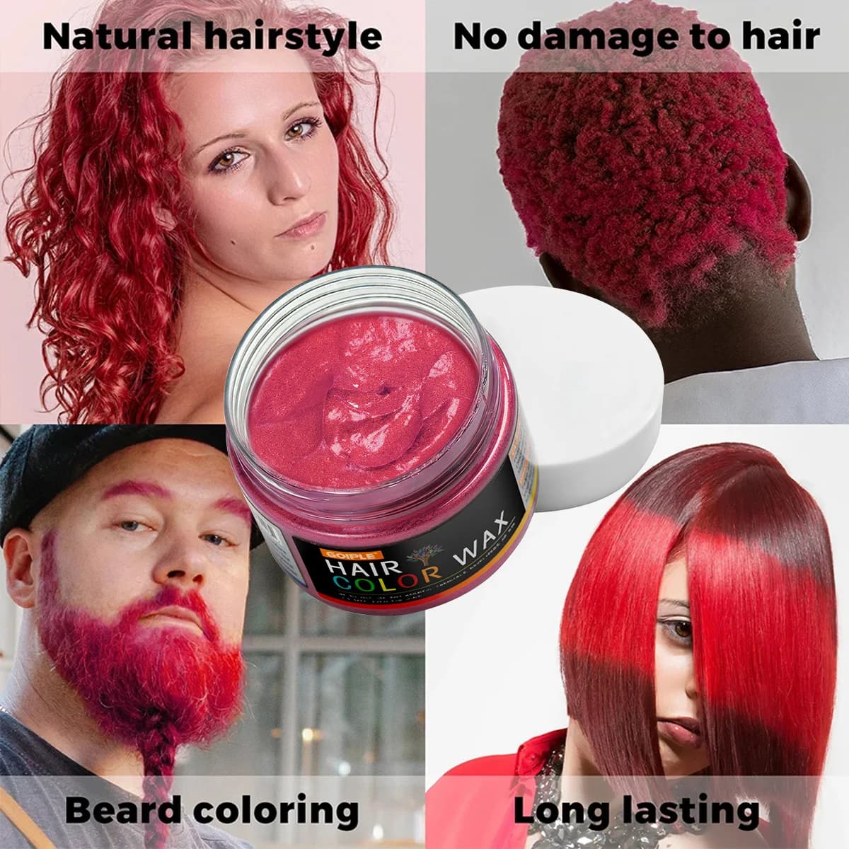 Cire colorante pour cheveux pour la Saint-Valentin, pour hommes et femmes, argile capillaire, teintu