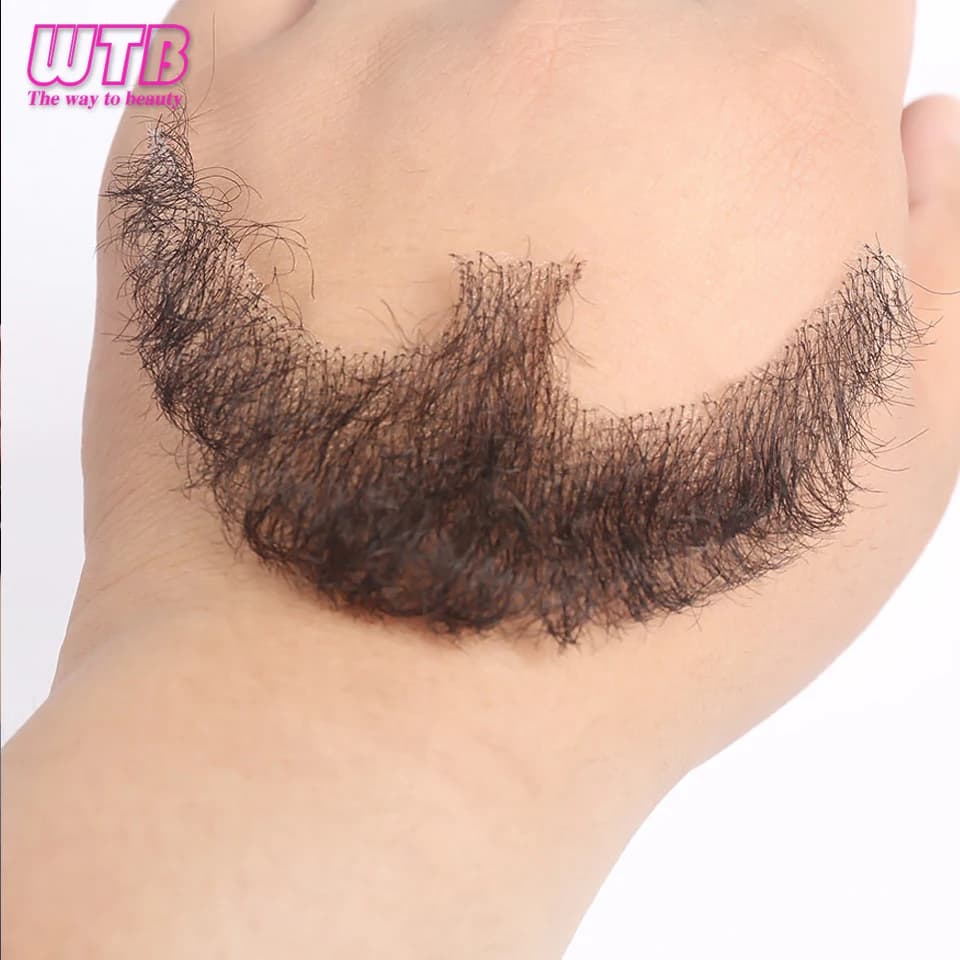 Fausse barbe synthétique, moustache réaliste, Costume de barbiche noire, cheveux du visage, dentelle