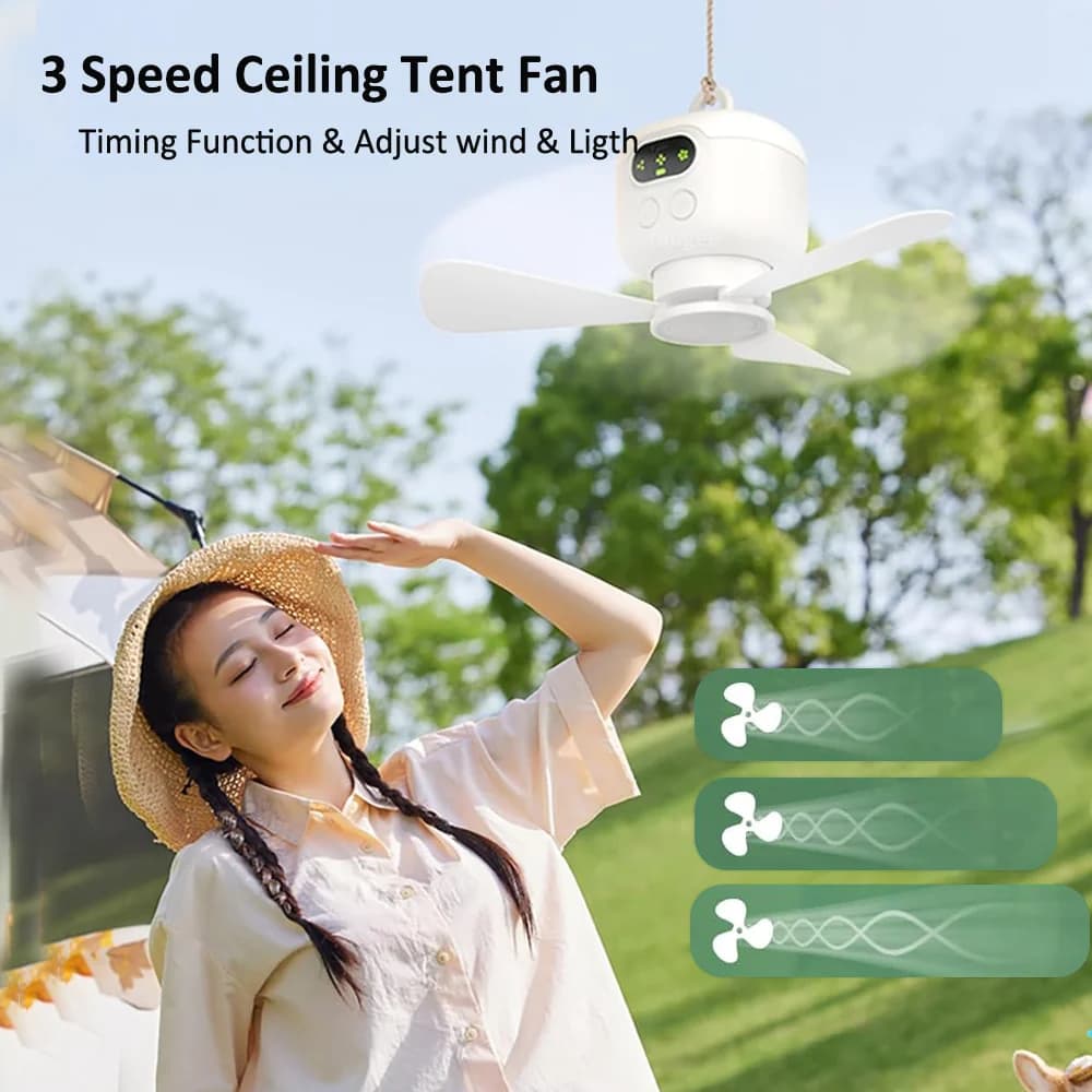 Ventilateur de plafond Portable pour tente de Camping, auvent de plafond, 8000mah, ventilateur sans 