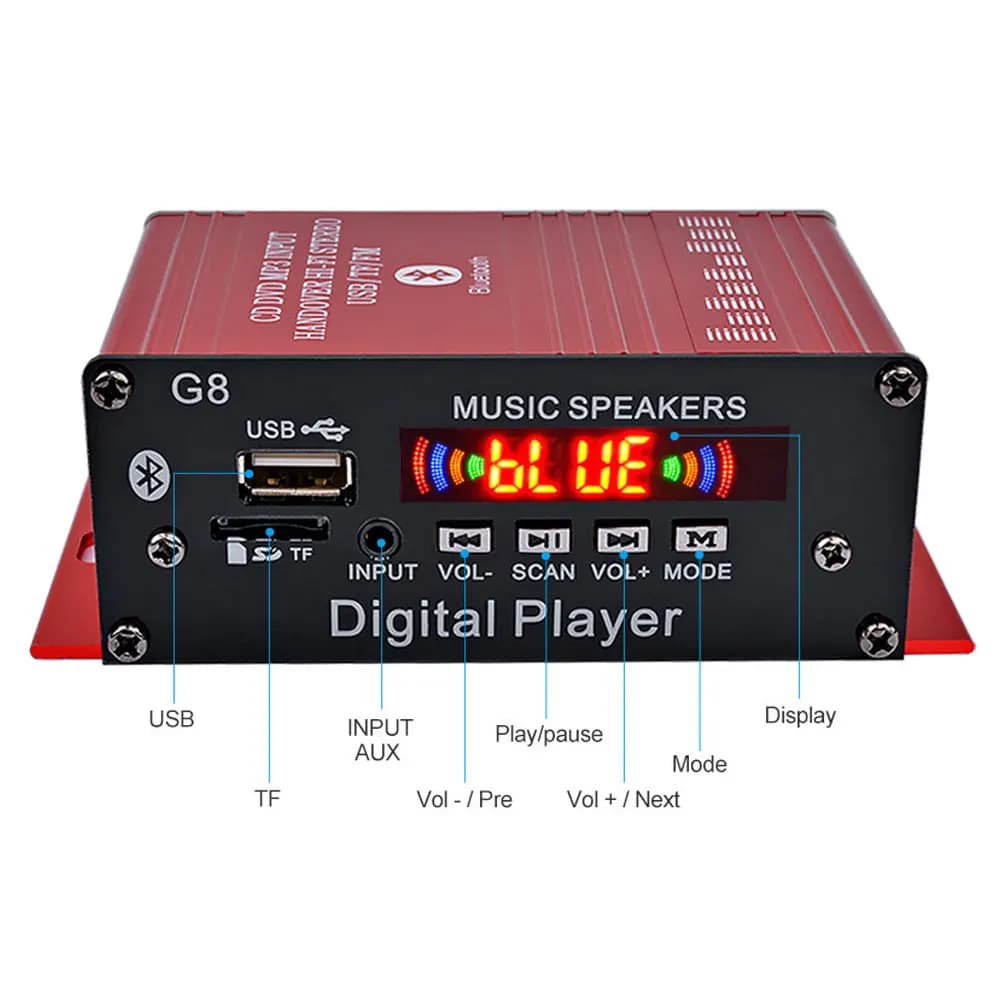 Mini amplificateur numérique stéréo HIFI, canal 2.0, Bluetooth 5.0, FM, USB, système de son de ciném