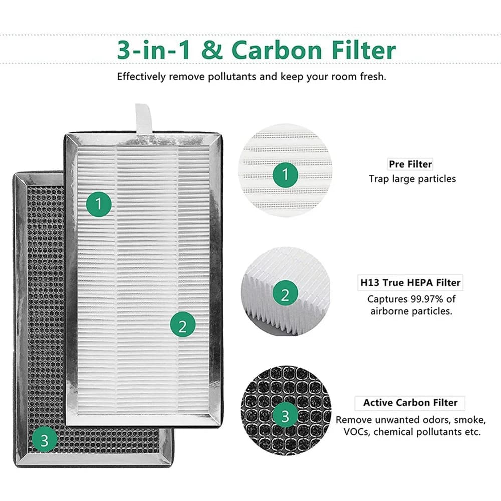 Livre de remplacement pour supporter ficateur d'air Medify MA-15, H13 True HEPA, livre de charbon ac
