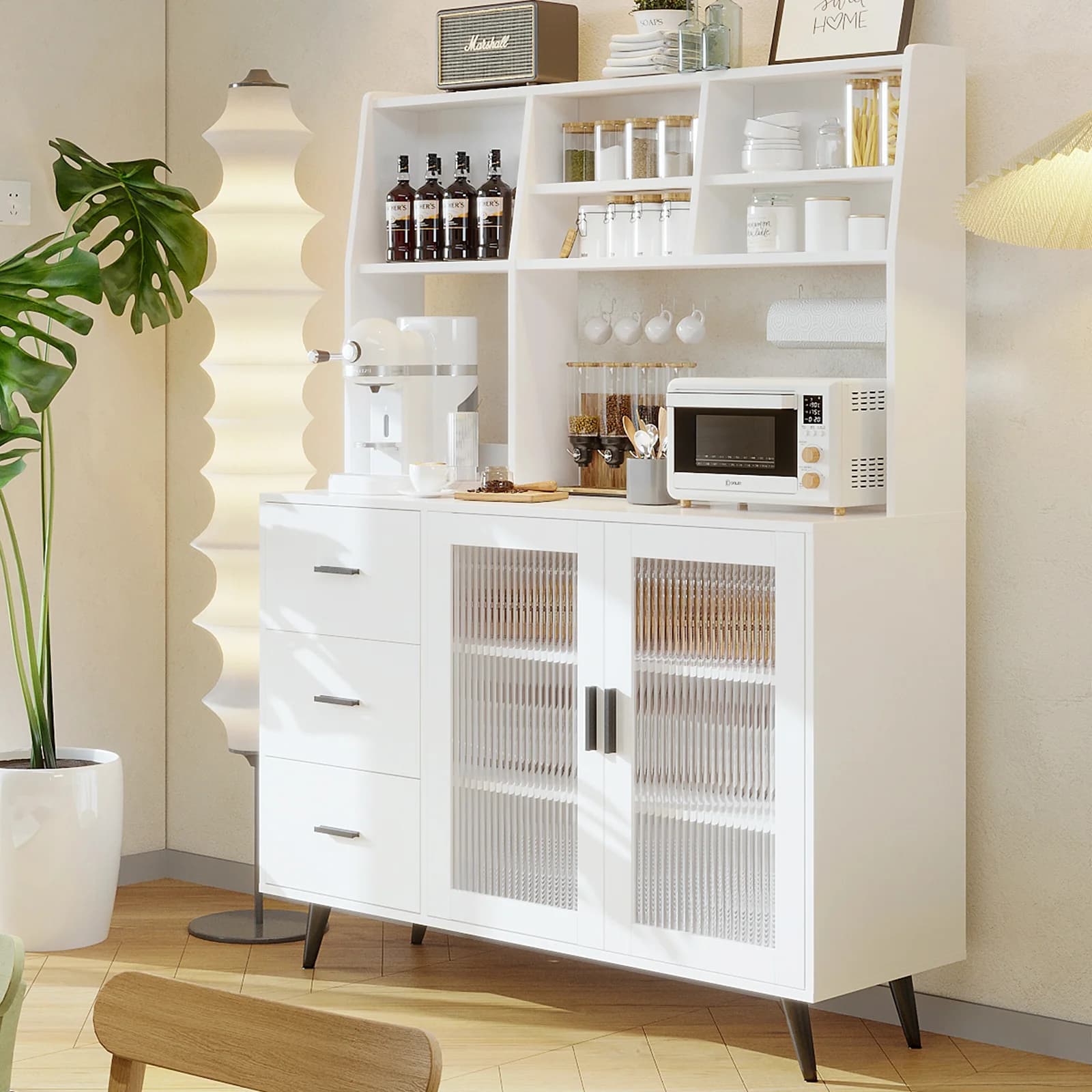 VOWNER-Armoire de rangement pour clapier de cuisine, garde-manger de cuisine autoportant avec portes