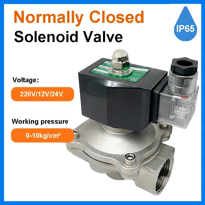Électrovanne normalement fermée 1/2 "3/4" 1 "1-1/4" 2 ", 110V 220V 12V 24V, vannes d'eau en acier in