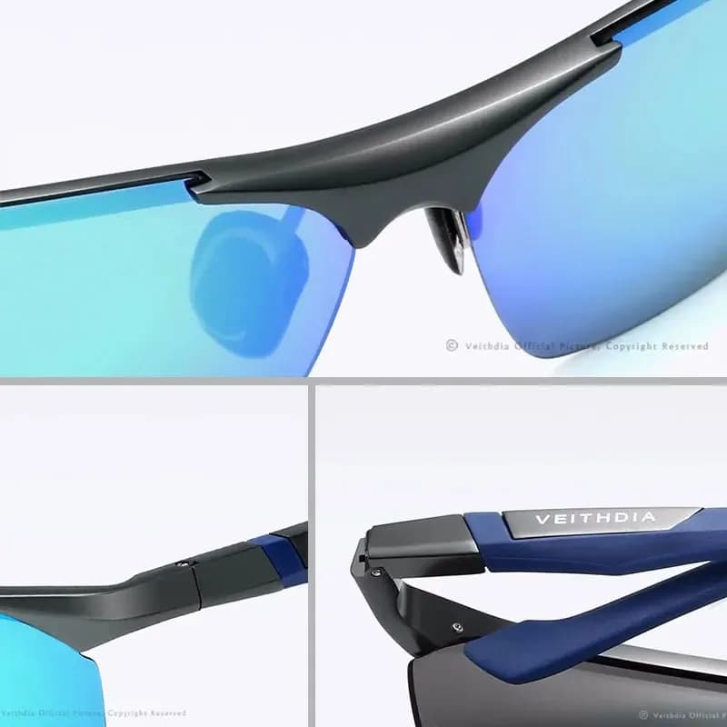 VEITHDIA-Lunettes de soleil polarisées en aluminium magnésium pour hommes, revêtement bleu miroir, l