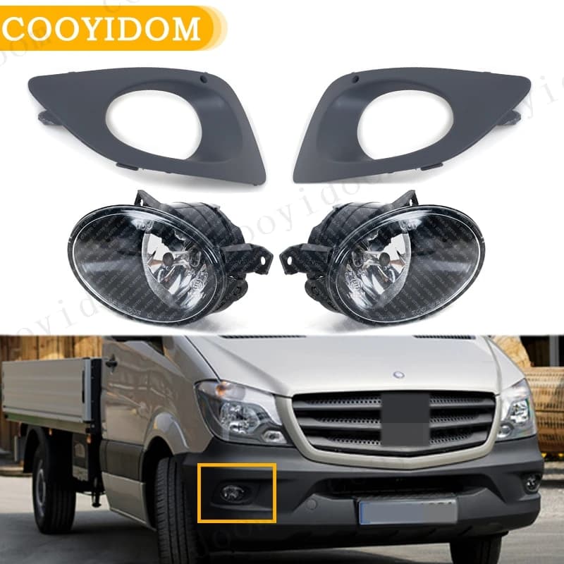1 ensemble de nouveaux phares antibrouillard avant avec couvercle pour Mercedes Benz Sprinter W906 9