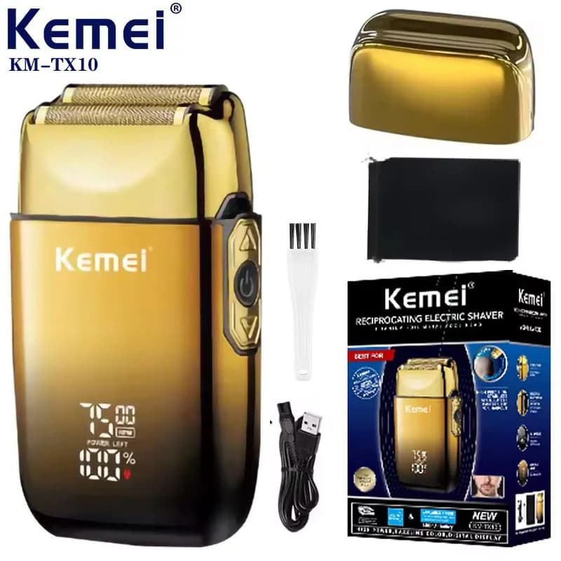 Kemei TX10 rasoir électrique cheveux Rechargeable visage et barbe feuille rasoir pour hommes tête ch