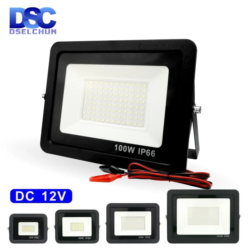 DC12V Led projecteur 20W 30W 50W 100W projecteur extérieur IP66 réflecteur de lumière étanche Portab