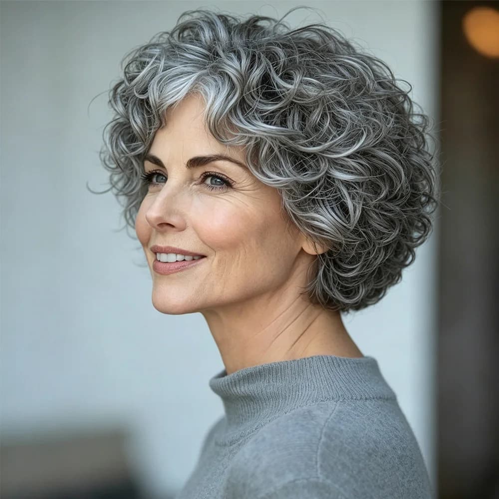Perruques en cheveux humains coupés pixie, sel et poivre, pour femmes, cheveux gris, noir mélangé av