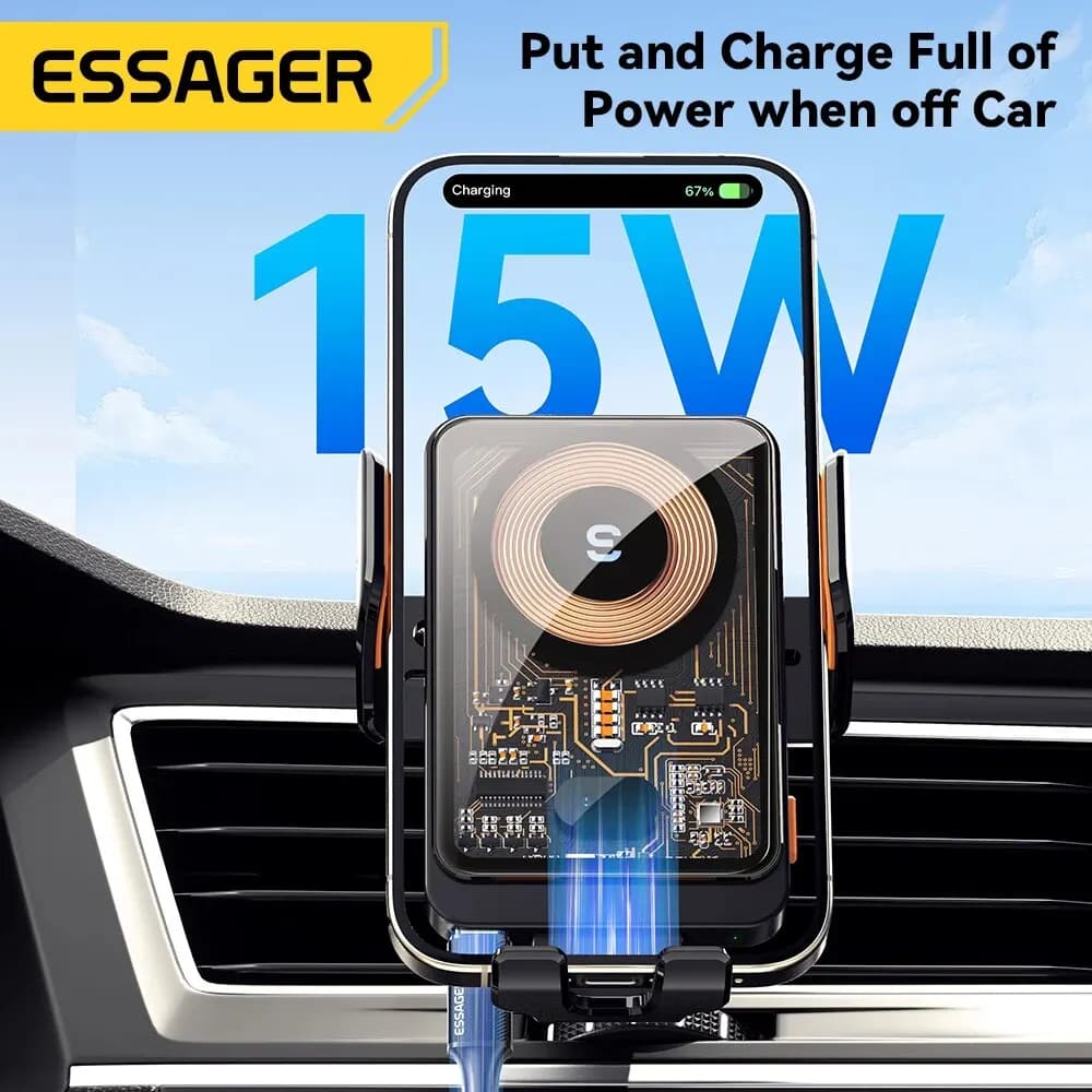 Essager-Chargeur sans fil Qi pour voiture, support de téléphone portable, support de montage sur gri