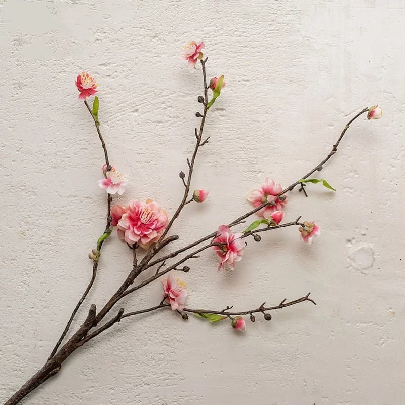 Fleur de pêcher en soie, 5 Branches, matériaux floraux de mariage, accessoires de décoration de Tabl