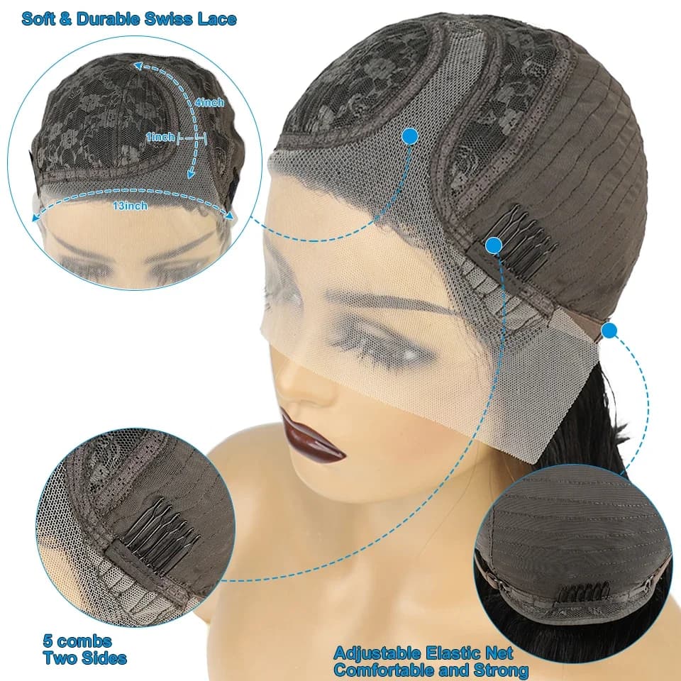 Perruques de cheveux humains brésiliens pré-plumés pour femmes, partie latérale, perruque Bob, docum