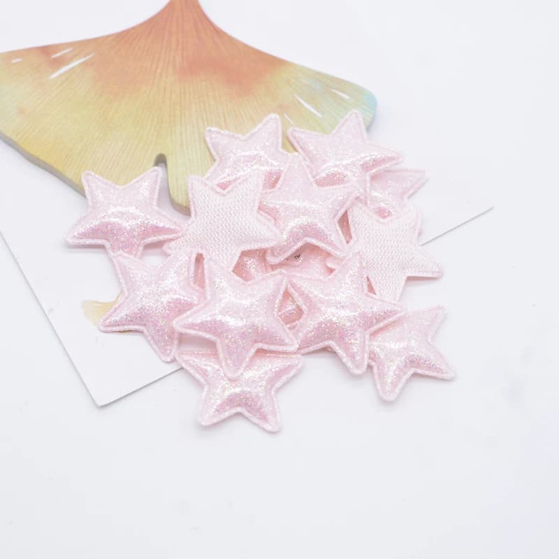 50 pièces 25mm Bling PU cuir étoile Applique pour bricolage fille chapeaux pinces à cheveux décor ac