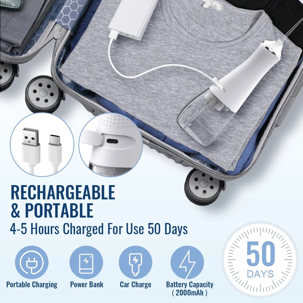 Irrigateur dentaire, hydropulseur domestique, Machine de nettoyage buccal, 5 buses, 3 Modes, Recharg