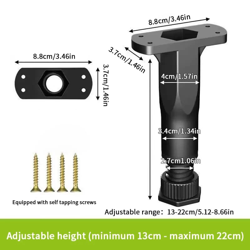 Support de poutre de lit télescopique réglable, pied de meuble en plastique renforcé, pied de canapé