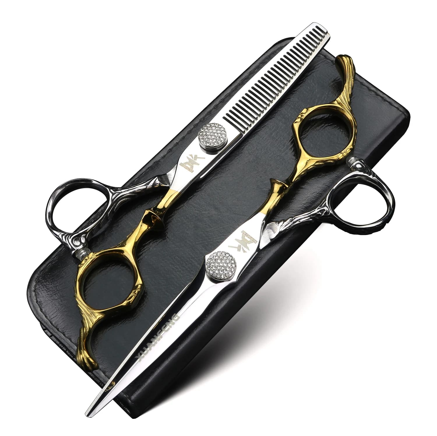 XUANFENG vis diamantées de 6 pouces, ciseaux de coiffeur dorés, outils de coiffure, ciseaux de coupe