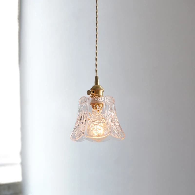 3 Styles nordique fleur verre pendentif lumières chambre Restaurant salle à manger suspension Vintag