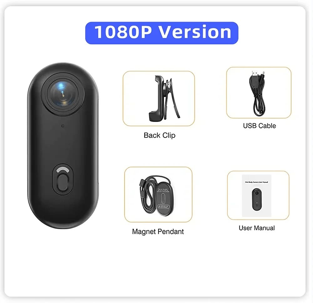 Caméra de sport compacte 4K FHD POV à fixation magnétique pour collier, mini caméra sans fil WiFi H8