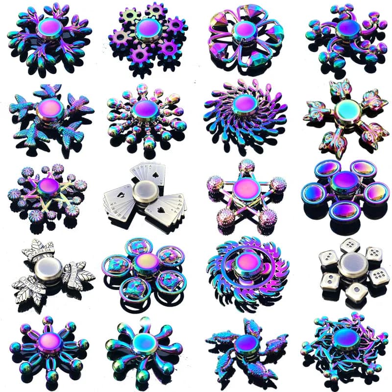 Spinner en métal arc-en-ciel Fidget Spinners à doigts colorés Spinners à main à grande vitesse Jouet