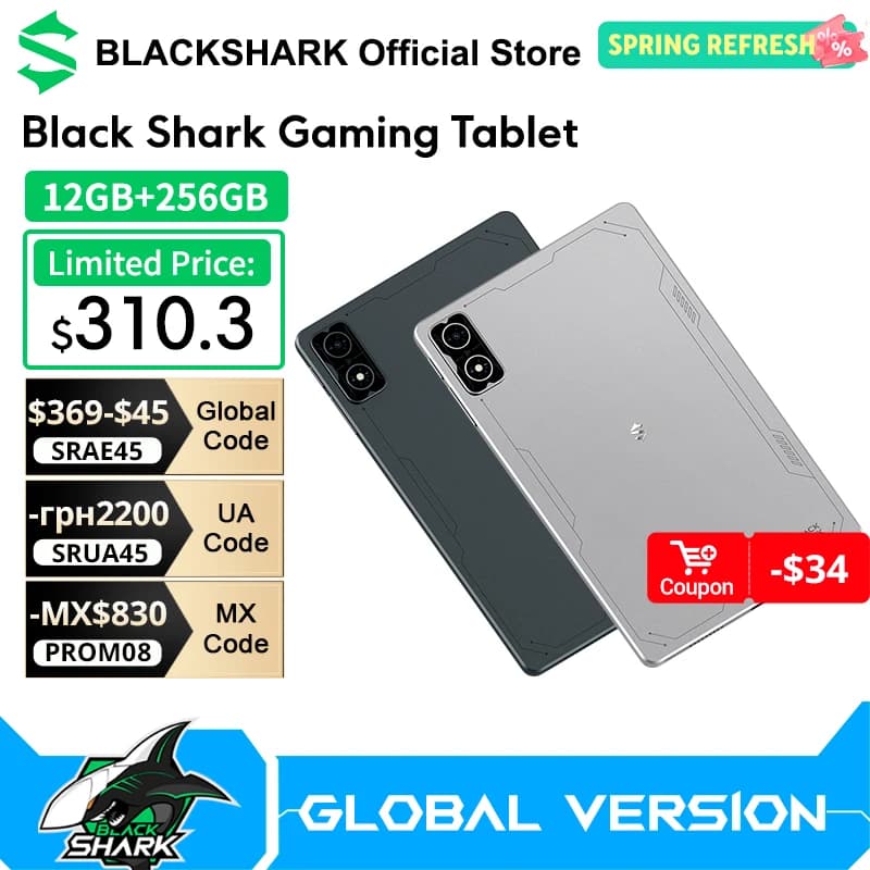Tablette de jeu Black Shark version mondiale, équipée d'un processeur Qualcomm 8S Gen 3, écran 8,8 p