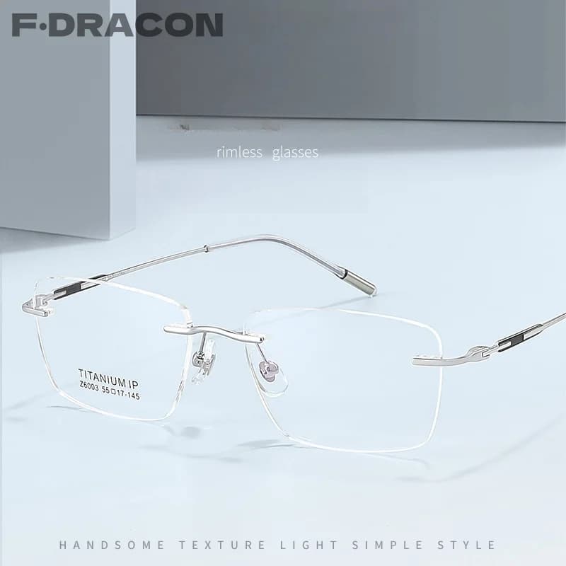F · DRACON lunettes sans cadre en titane pur lunettes carrées simples et rétro pour hommes monture o