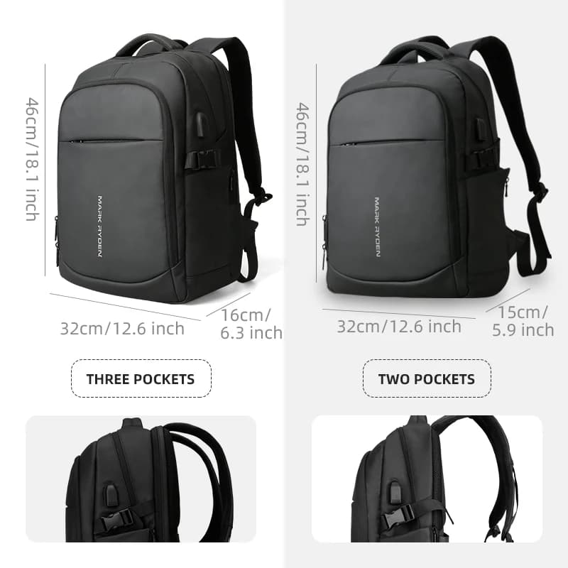 MARK RYDEN-sac à dos étanche pour hommes, 15.6 pouces, avec poches multicouches, chargement USB, pou