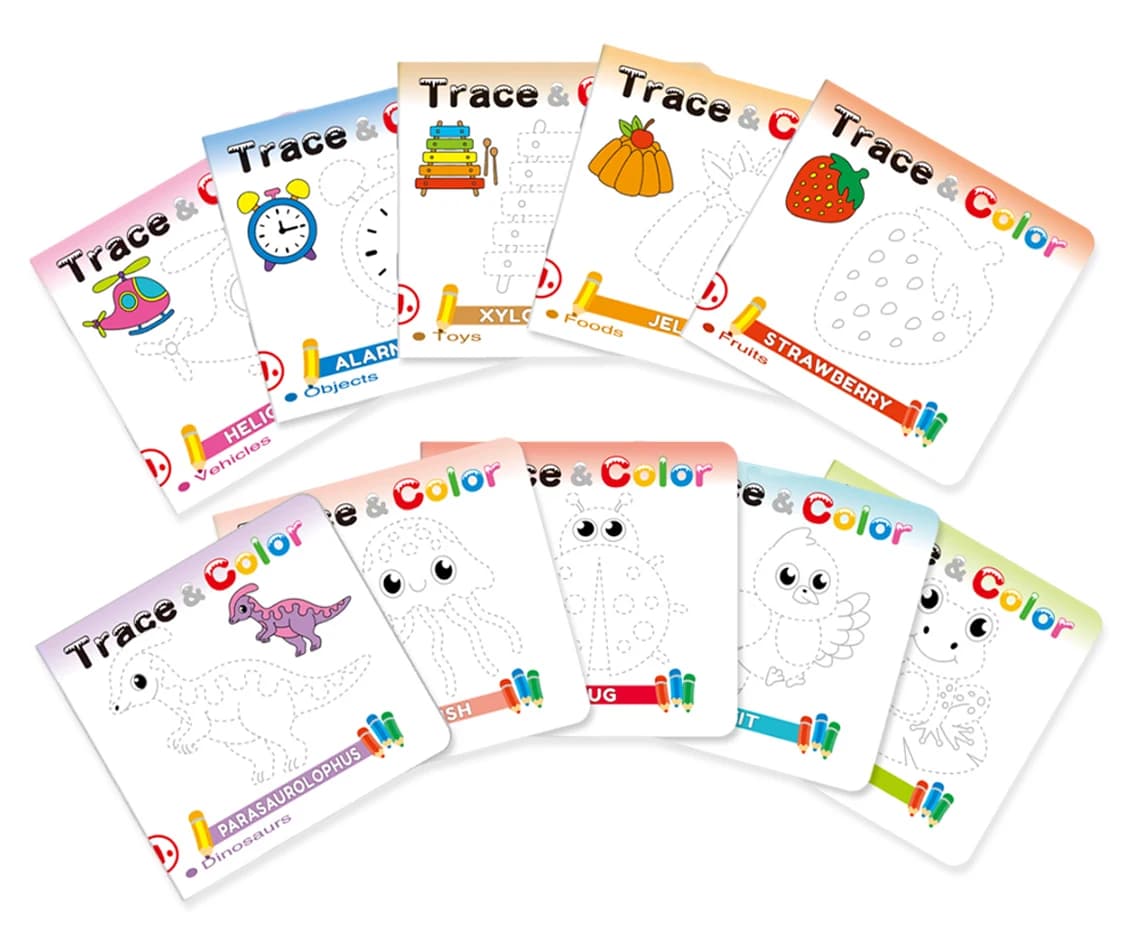 1 ensemble de 10 livres de coloriage et de dessin pour l'éducation préscolaire anglaise, puzzle éduc
