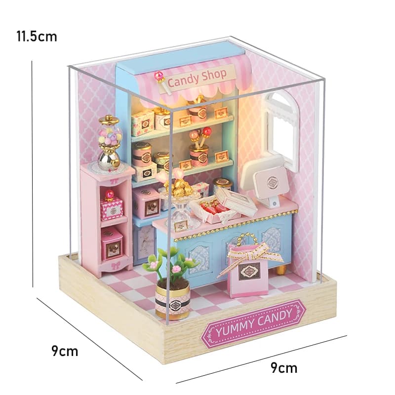 Mini maison de poupée chaton, modèle de construction, maison assemblée, Kit de maison, décoration cr