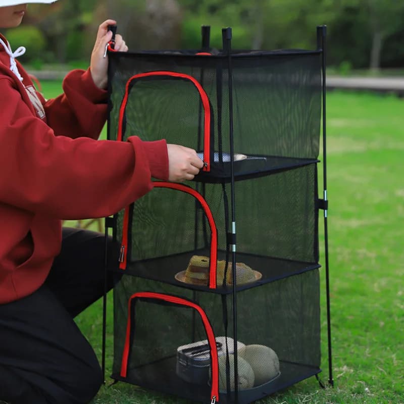 Filet de séchage pliable pour camping en plein air, bassin à bol ventilé, stockage de ustensiles de 