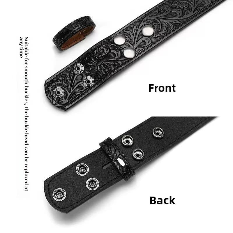 Ceinture fendue en cuir véritable – Emballage 1/2, Design occidental – Convient aux hommes et aux fe