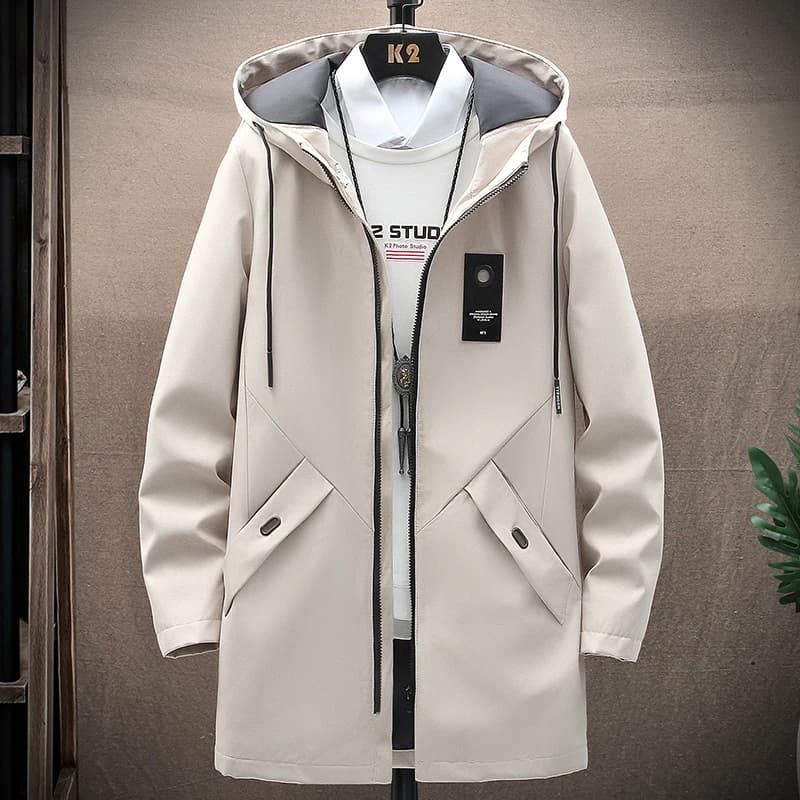Manteau à capuche pour hommes, coupe-vent Long, classique, tendance, printemps-automne, décontracté,