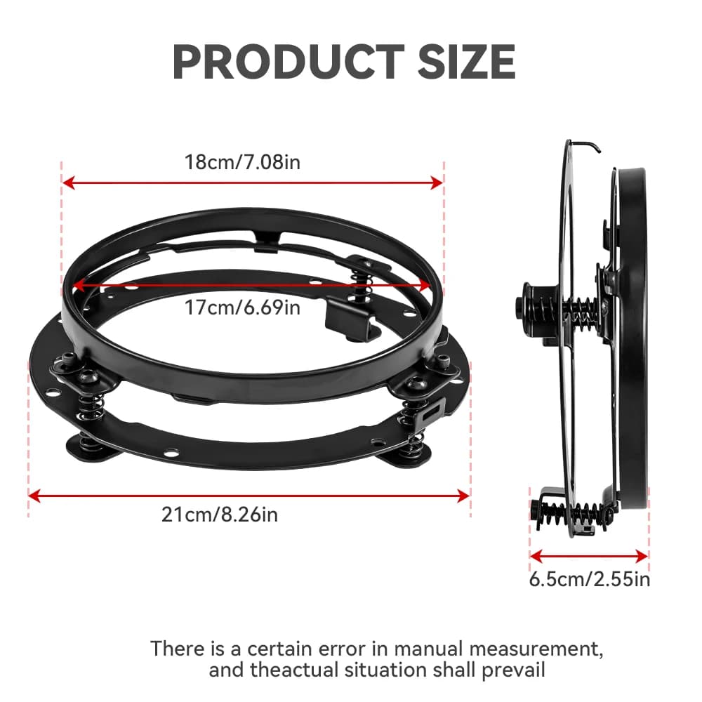 Phare LED de 7 pouces + phares antibrouillard 4.5 pouces, support de 7 pouces, pièces d'anneau de mo