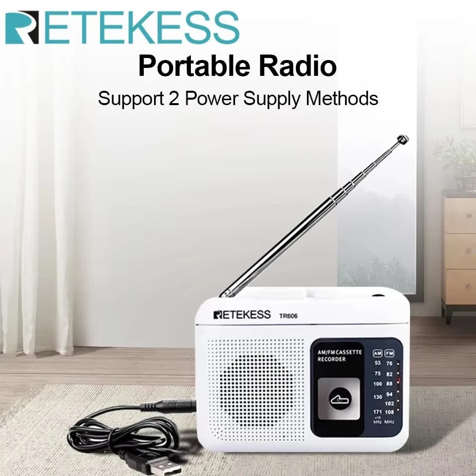 Retekess TR606 Radio FM AM Radio lecture de Cassette Radios portables FM AM enregistrement 3.5mm éco