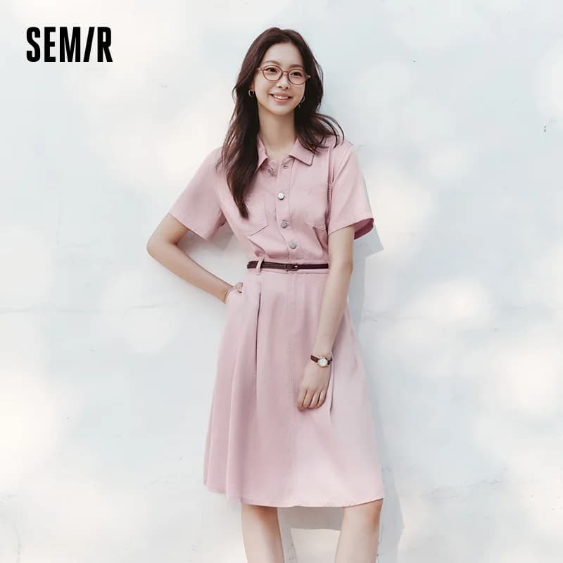 Robe en jean Semir pour femme, taille cintrée, boutonnée, nouvelle collection été 2025, robe midi ra