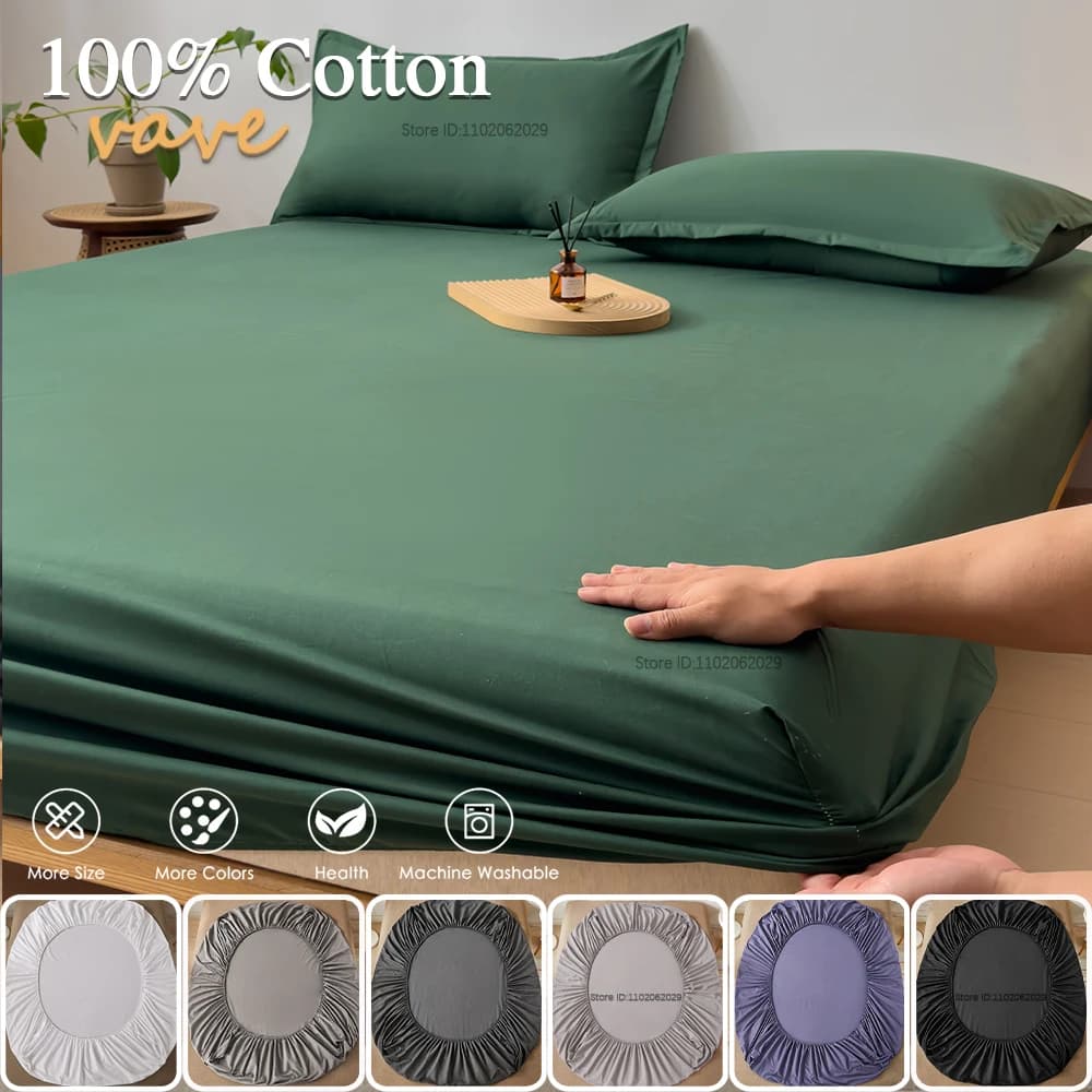 Drap-housse en coton 160x200 90x200cm, couleur unie, avec bande élastique, housse de matelas réglabl