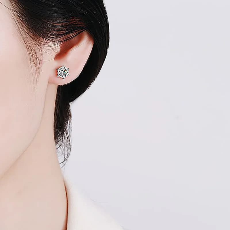 BIJOX STORY – boucles d'oreilles à vis Moissanite pour femmes, couleur D, argent Sterling 925, 6 den