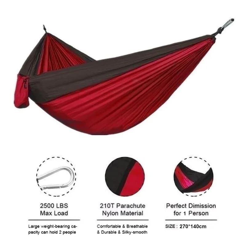 Hamac de Camping en plein air Portable pour une personne, avec couleur en Nylon assortie, lit suspen