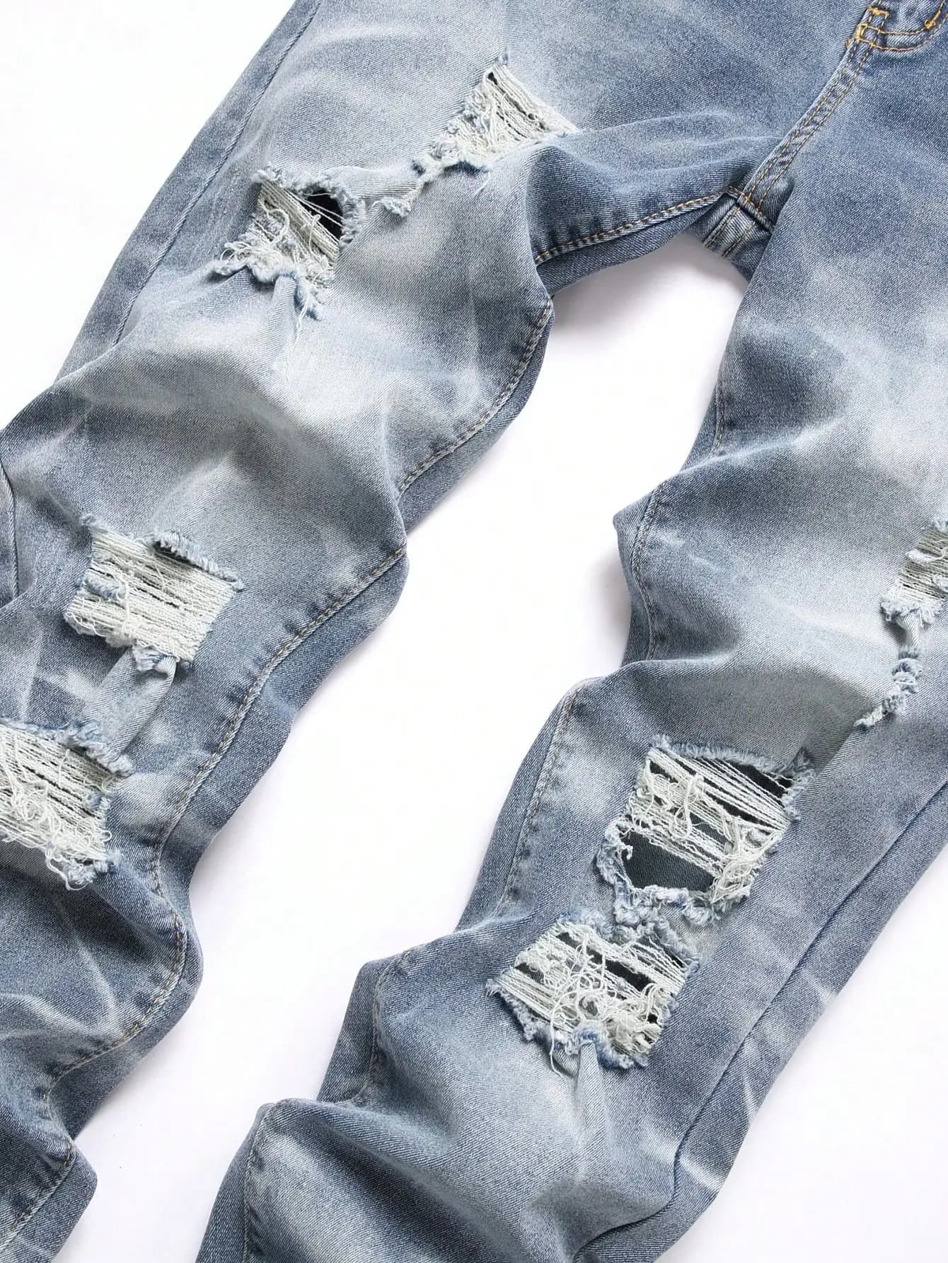 Mode hommes jean pantalon Stretch bleu jean moulant pour hommes décontracté coupe ajustée Denim pant