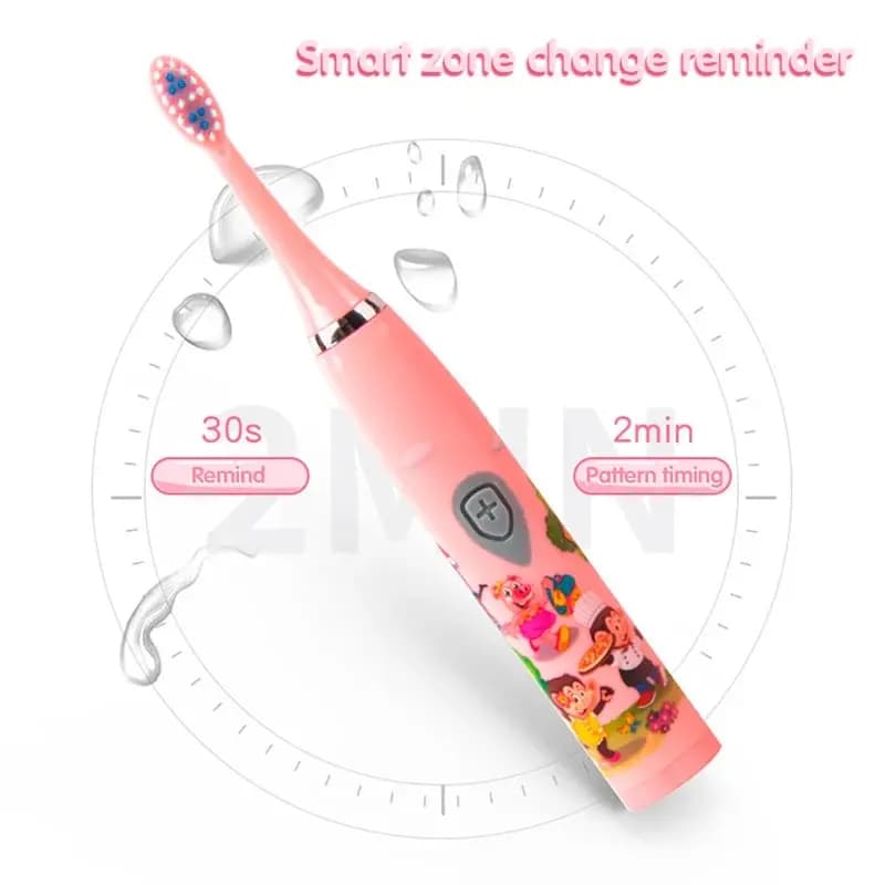 Brosse à dents électrique sonique pour enfants, IPX7, étanche, dessin animé coloré, utilisation pour