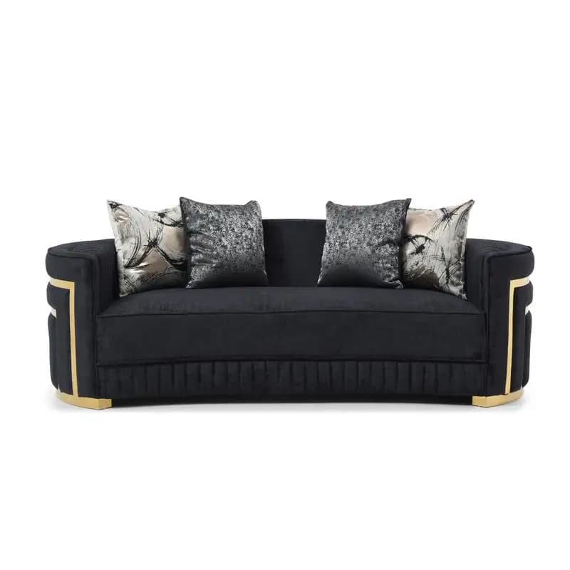 Canapé noir G00523A-S, design moderne, sièges de maison élégants et confortables, idéal pour les esp