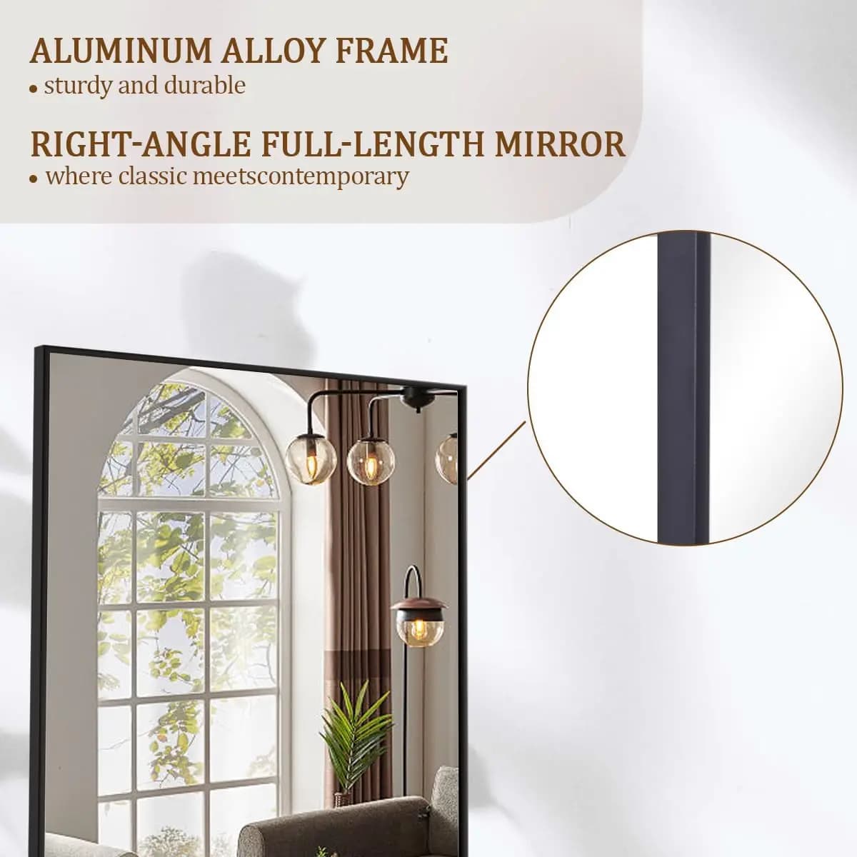 Miroir pleine longueur avec support, miroir pleine longueur de 71 po x 26 po, miroir complet avec ca