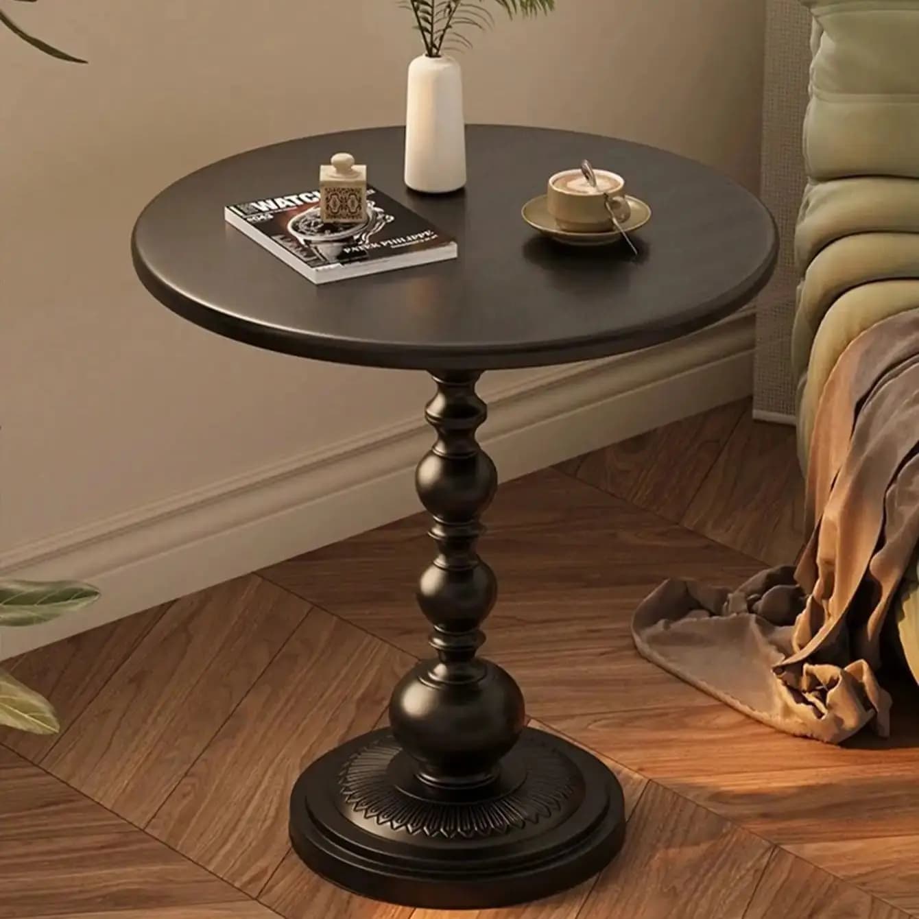 Table basse nordique vintage, table d'appoint de canapé, coin en métal, table ronde de chevet, meubl