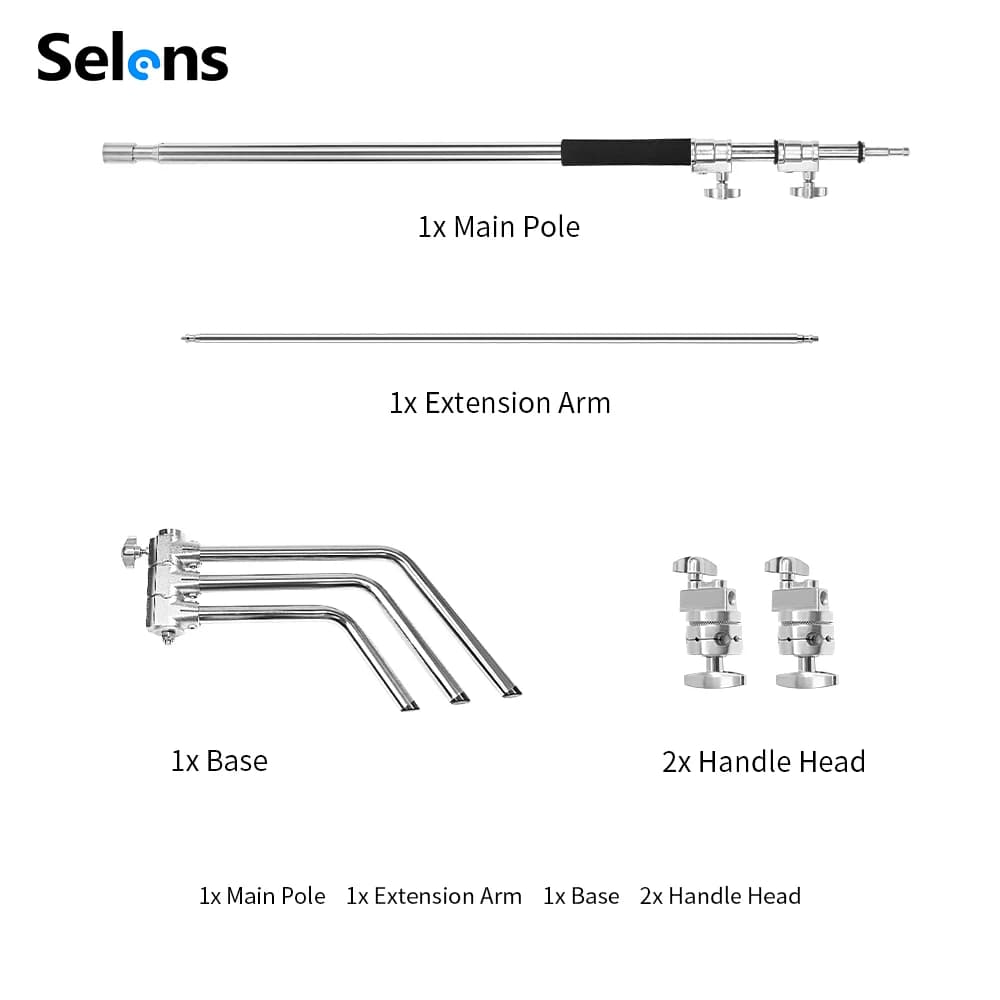 Selens 330 cm support en C rotatif anti-dérapant en acier inoxydable support de lumière toile de fon