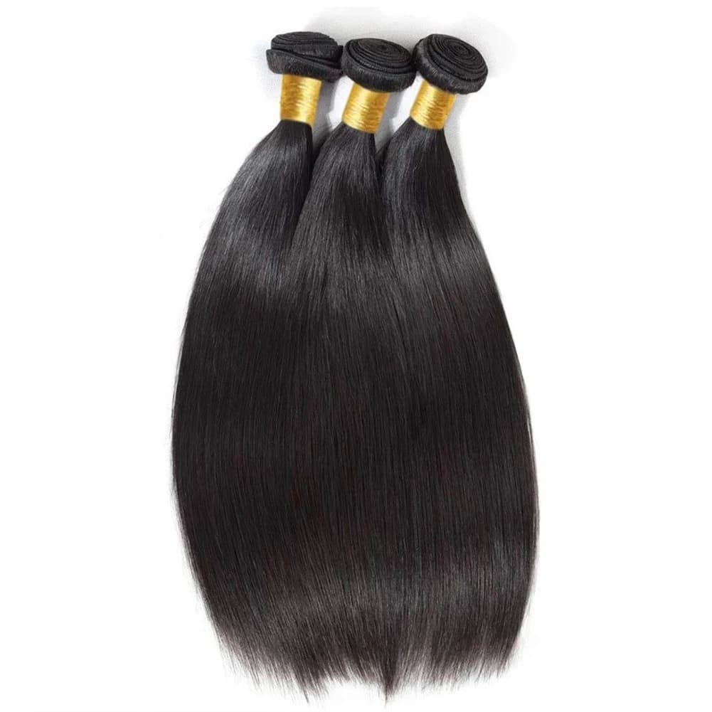 Extensions de Cheveux Humains Lisses Couleur Naturelle, Lots de 1, 3 ou 4 Cheveux Brésiliens Remy de
