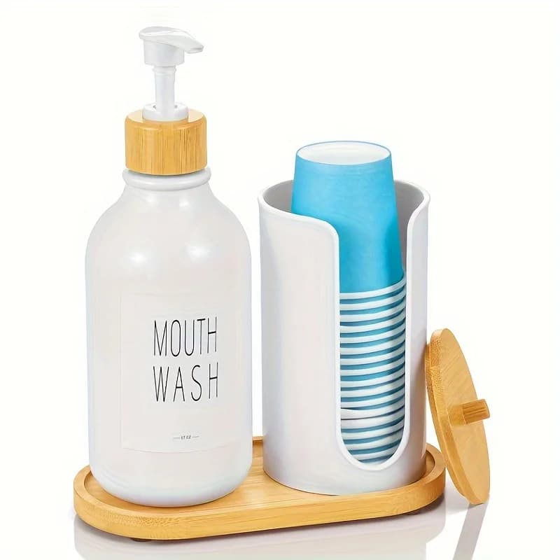 Distributeur de bain de bouche pour salle de bain, bouteille à pompe de lavage de bouche avec porte-
