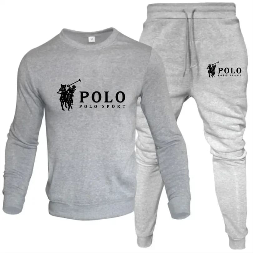 Ensemble de survêtement sportif pour homme en 2 pièces - Sweat-shirt à col rond noir et pantalon de 