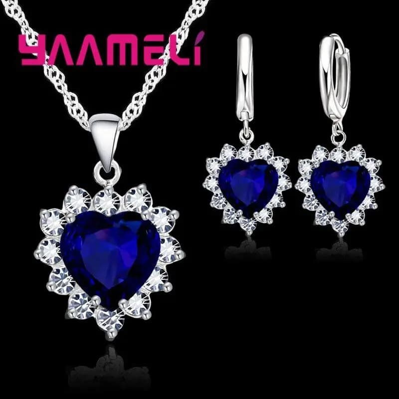 Ensemble de bijoux en argent regardé Chim925 pour femme, breloque en pierre CZ, collier et boucles d