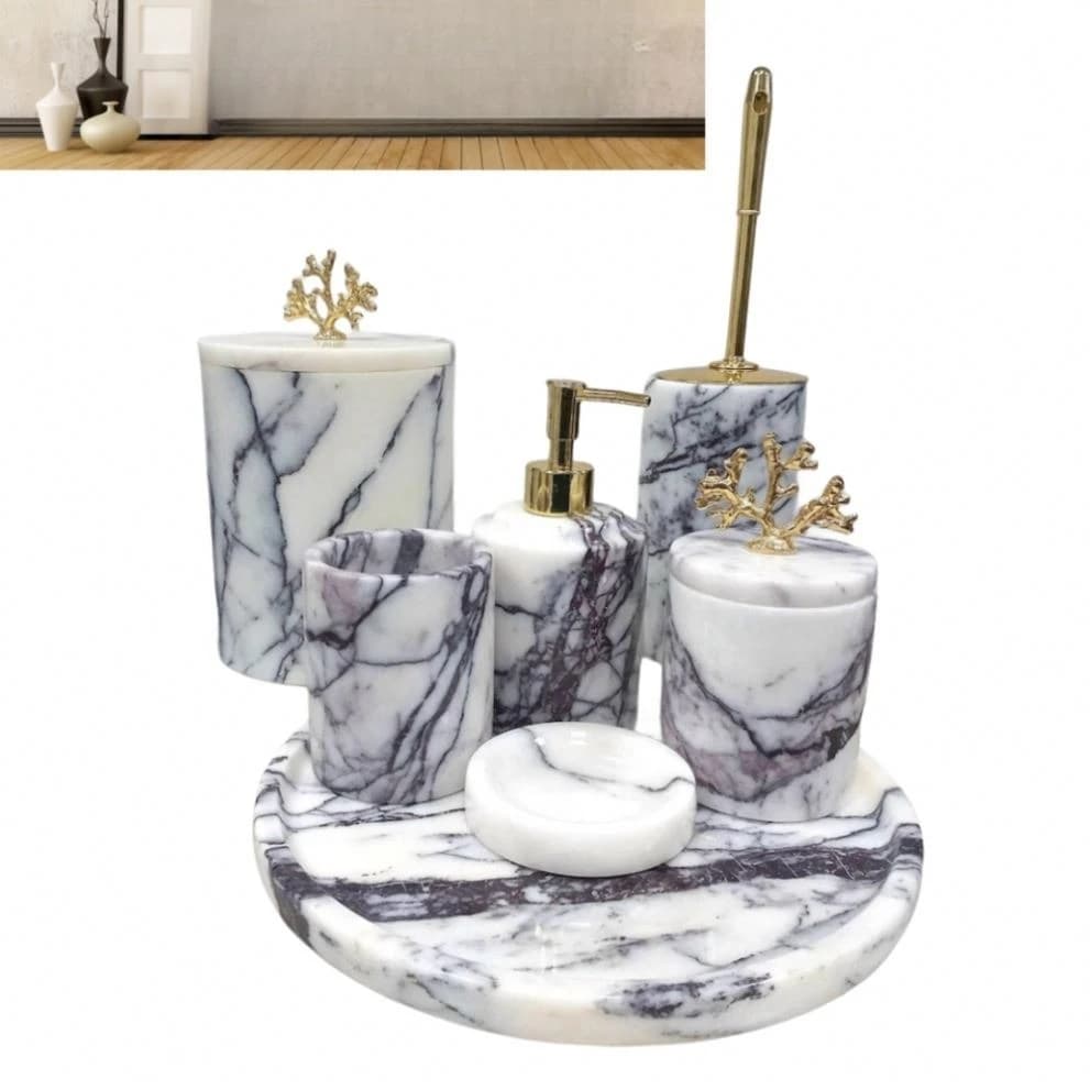 Accessoires de salle de bain en marbre blanc de New York, décoration intérieure de choix
