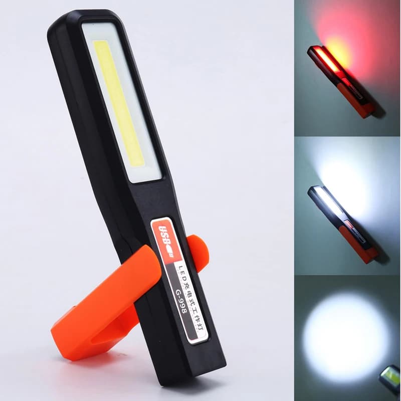 Lampe de travail LED COB injuste, lampe de mécanicien de garage de voiture, lampe de poche aste USB,